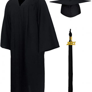 GraduationMall 男女共用 学生 高校大学卒業式制服 マット卒業アカデミックガウン角帽タッセルセット2021