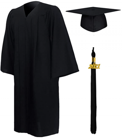 GraduationMall 男女共用 学生 高校大学卒業式制服 マット卒業アカデミックガウン角帽タッセルセット2021